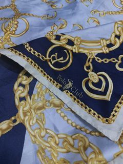 Preloved Silk scarf polo club 90cmx90cm