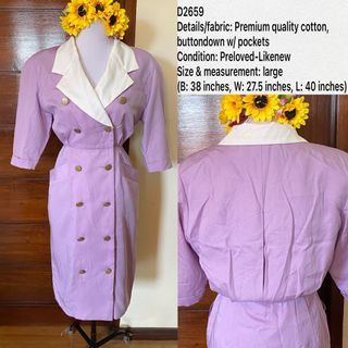Purple cotton buttondown formal/office dress