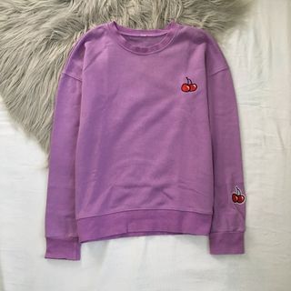 Purple Kirsh Like Cherry Patch Minimalist Pastel Sweater (Japanese Harajuku / Korean Style / Kstyle Pinterest Vintage Y2K 2000s 90s 80s Gorpcore Streetwear Preppy Indie Loungewear Hypebeast Aesthetic)