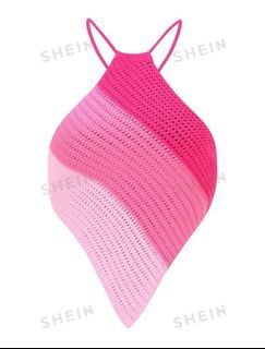SHEIN EZwear Striped Lace Up Backless Asvmmetrical Hem Knit Top