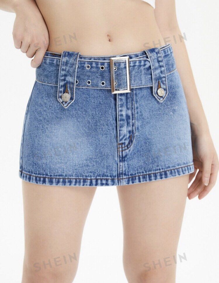 Shein Mini Denim Skirt (Category: Skirts) located in Batangas. Submitted by aintjayy (Listing ID 1310845624, Image 1). Description: size: xs-m worn once .