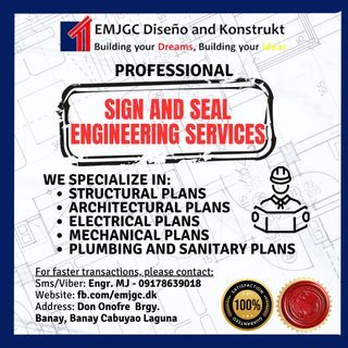 SIGN AND SEAL SERVICES / ENGINEERING CERTIFICATION for Structural Architectural Electrical Mechanical Sanitary & Plumbing Plans / LEGAL COMPLIANCE for BUILDING / OCCUPATIONAL PERMIT / House Plan Approval
