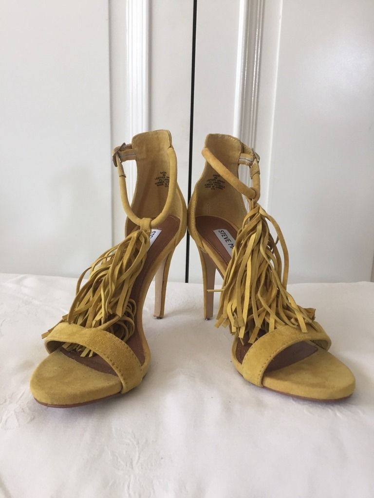 Yellow fringe heels shop