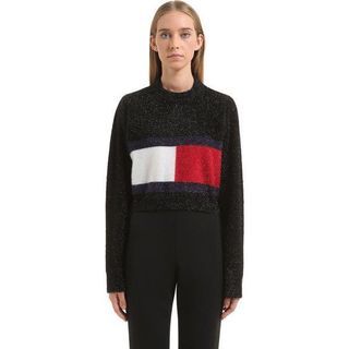 Tommy Hilfiger Gigi Hadid Collection Cropped Flag Brushed Lurex Knit Sweater