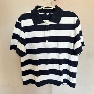 Uniqlo Cropped Relaxed Striped Polo Shirt