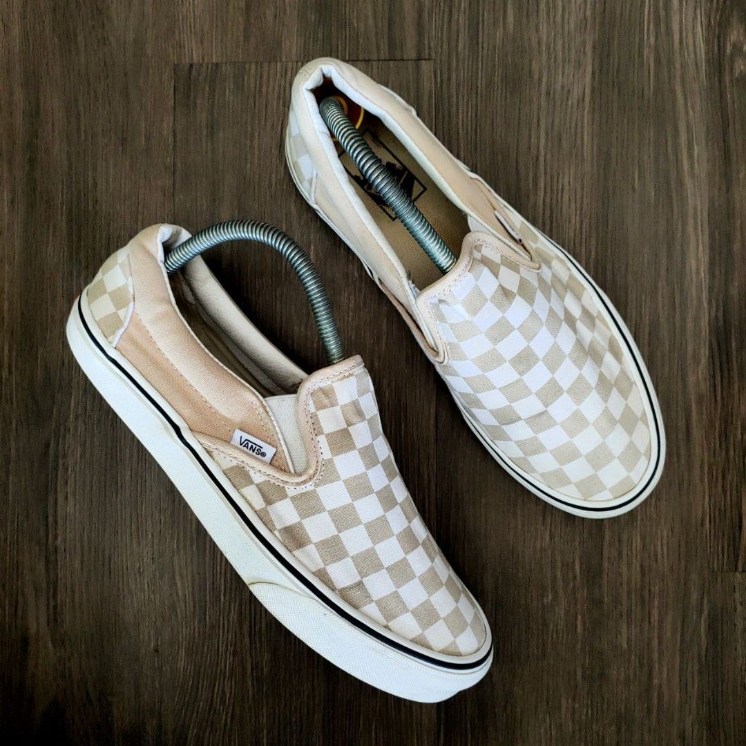 Vans Checkerboard Slip On Beige 8UK Men s Fashion Footwear Sneakers on Carousell