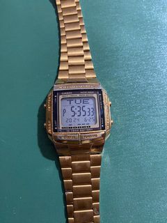 vintage casio db-360 gold stainless steel strap watch