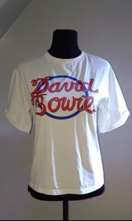 White folded sleeves with David Bowie print