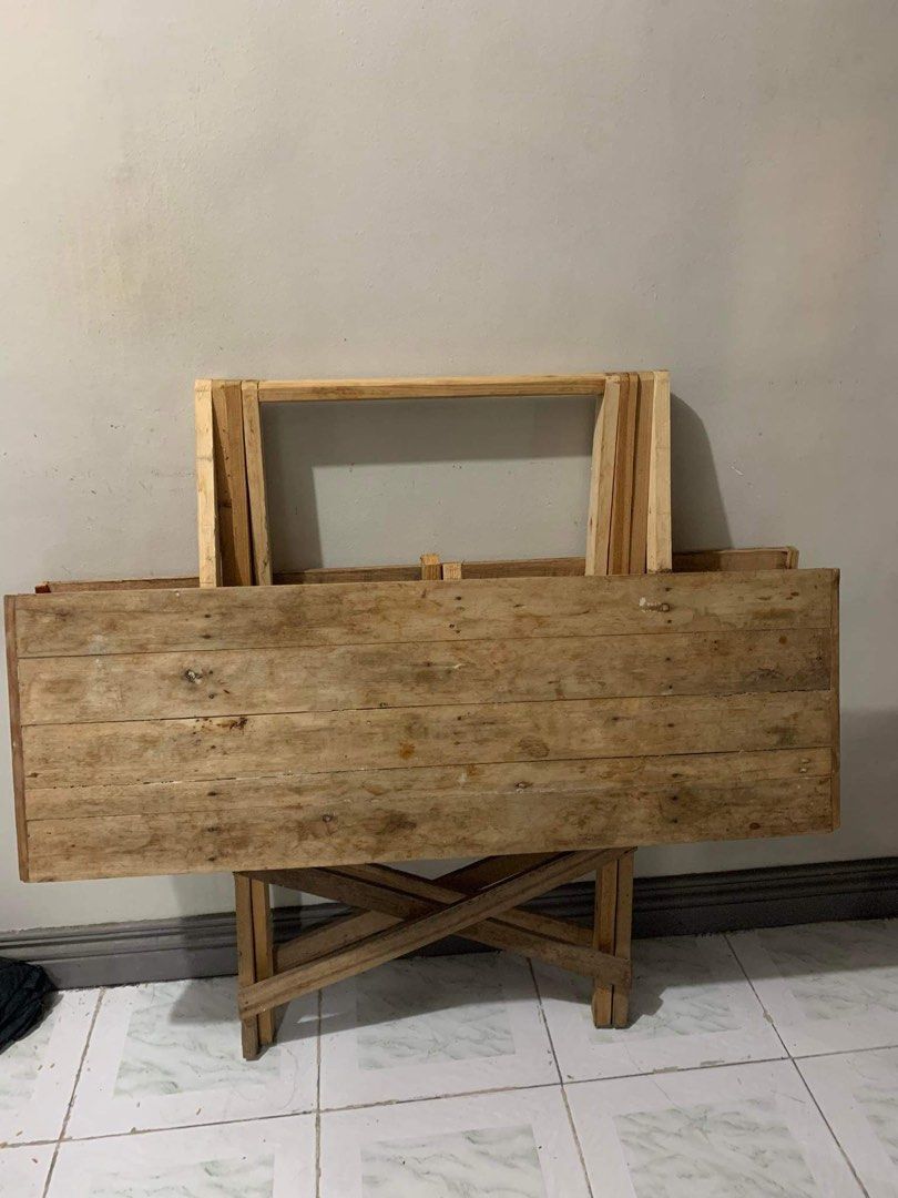 Wooden Foldable Table (Category: Tables & Sets) located in Quezon City. Submitted by cleverwind_103 (Listing ID 1310922829, Image 1). Description: Measurement: 36" by 24" inches and ung height po is 29”.
