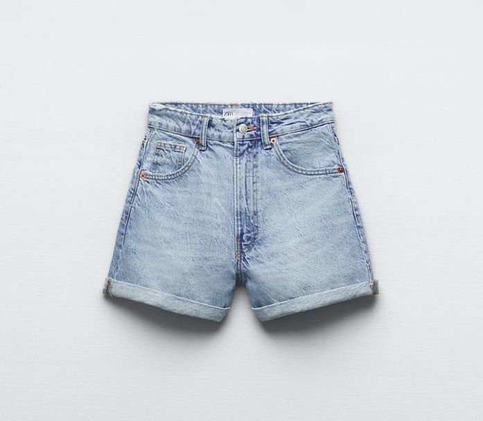 ZARA TRF High rise Mom Fit Denim Bermuda Shorts Women s Fashion Bottoms Shorts on Carousell