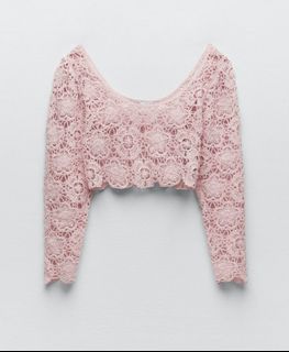 Zara Pink Crochet Crop Top