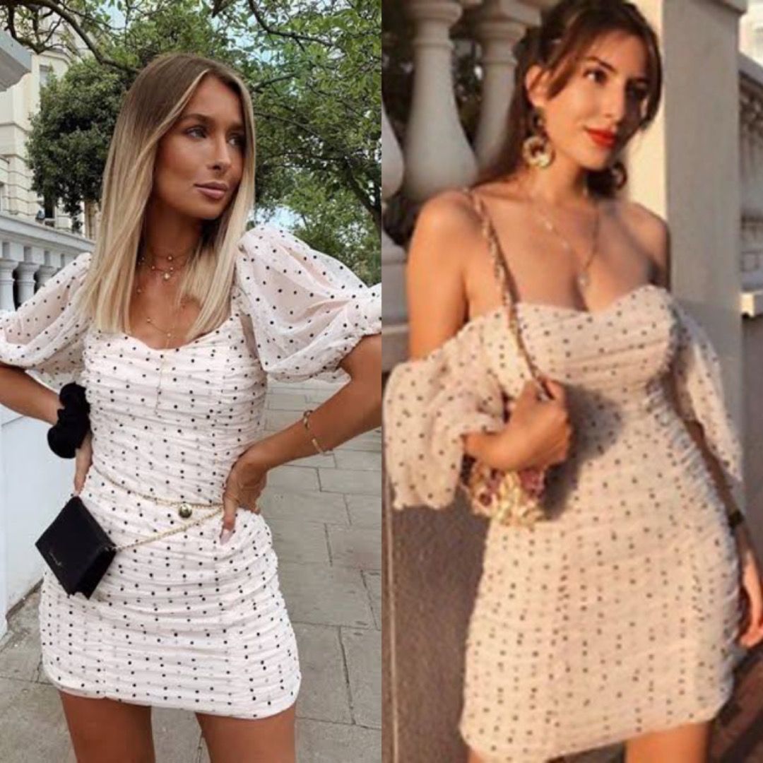 Zara polka dot draped tulle dress on sale