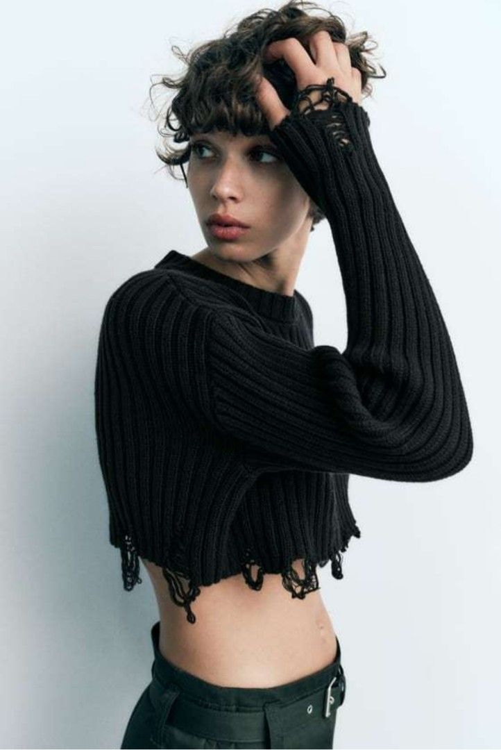 Ripped cropped sweater discount