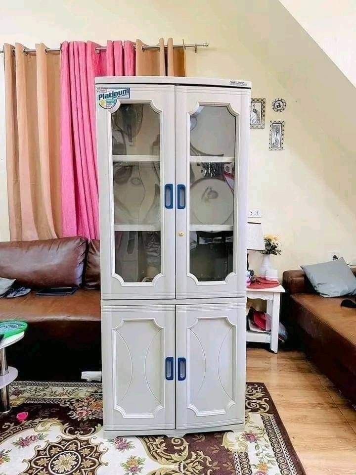 Zooey Platinum Display Cabinet (Category: Shelves, Cabinets & Racks) located in Manila. Submitted by tindahanniatelizcehl (Listing ID 1221596393, Image 1). Description: Dimension: Length:68.5 cm Height:164cm Width:33 cm.