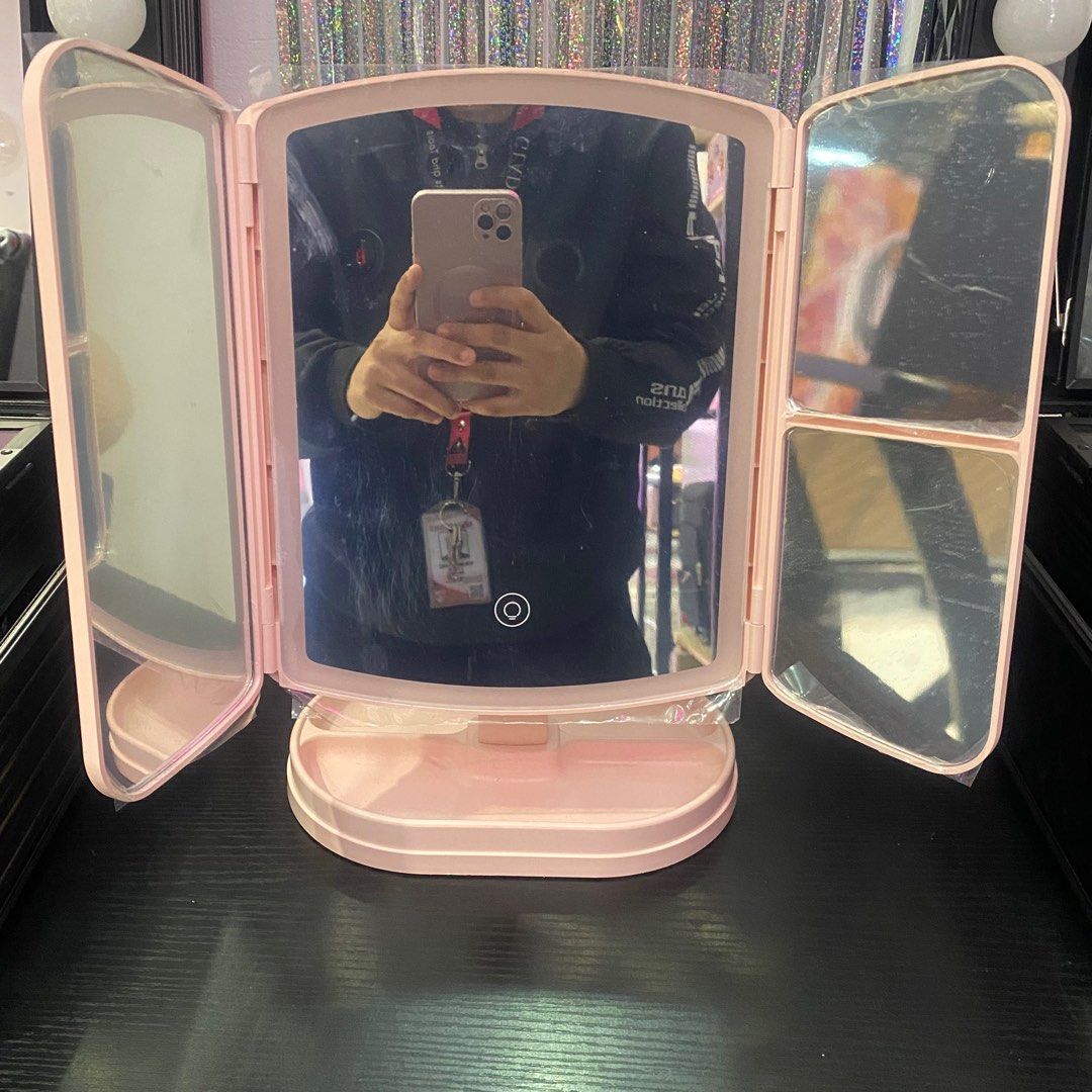 #0412 Pink Led Light Adjustable Angle Cosmetic Mirror-71398082 (Category: Mirrors) located in Paranaque City. Submitted by gladkingphilippines (Listing ID 1311036888, Image 1). Description: .