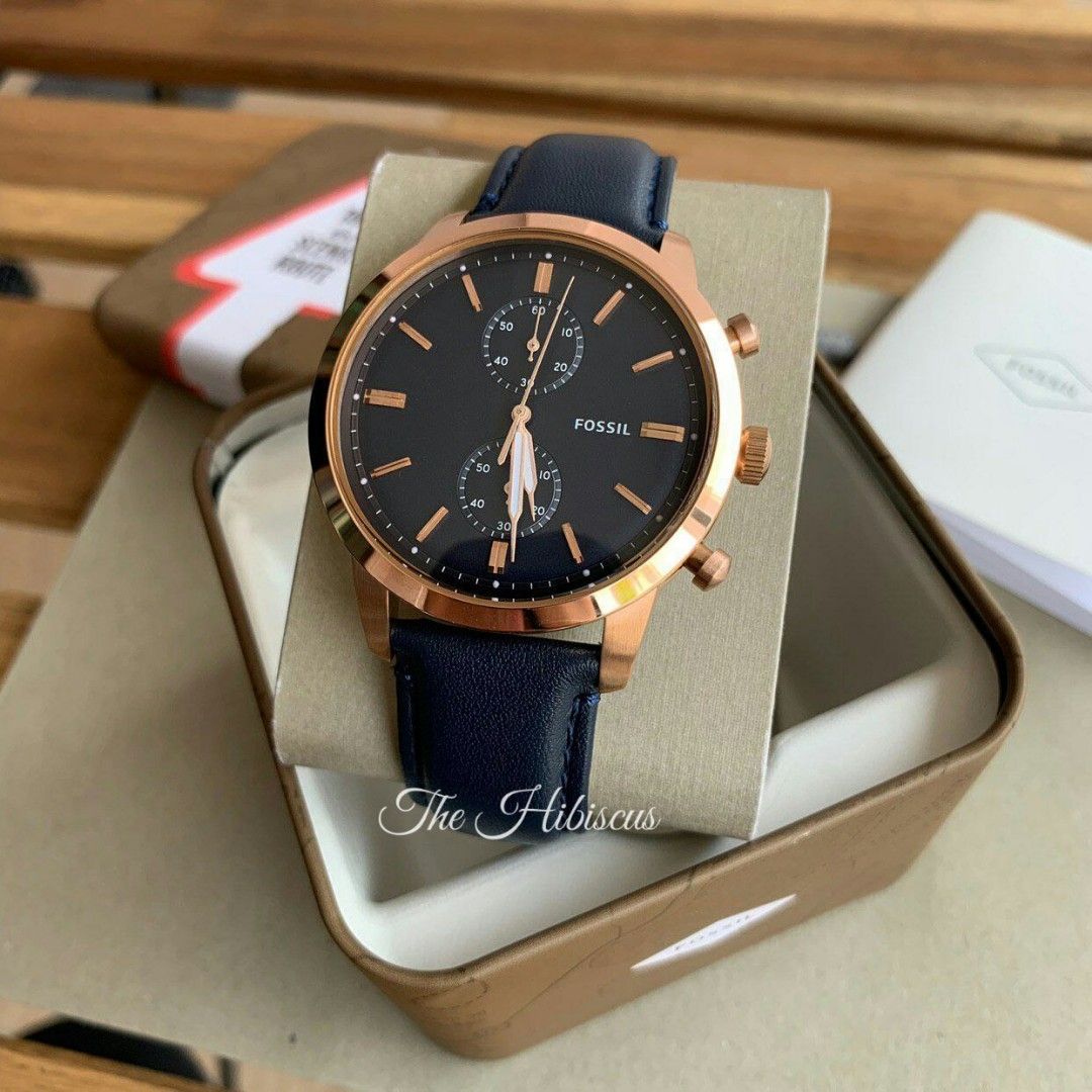 Fossil Original FS5436 TOWNSMAN 44MM CHRONOGRAPH NAVY LEATHER WATCH Men s Fashion Watches Accessories Watches on Carousell