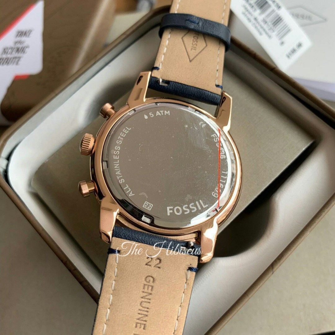 Fossil Original FS5436 TOWNSMAN 44MM CHRONOGRAPH NAVY LEATHER WATCH