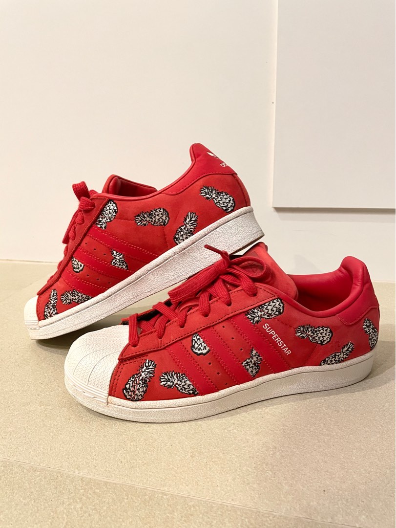 Adidas x Farm Superstar Sneakers in Pineapple Embroidery Prints Women s Fashion Footwear Sneakers on Carousell
