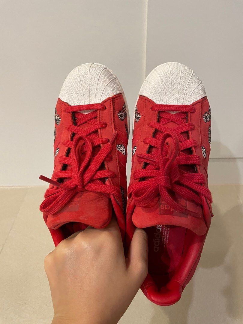 Adidas x Farm Superstar Sneakers in Pineapple Embroidery Prints Women s Fashion Footwear Sneakers on Carousell