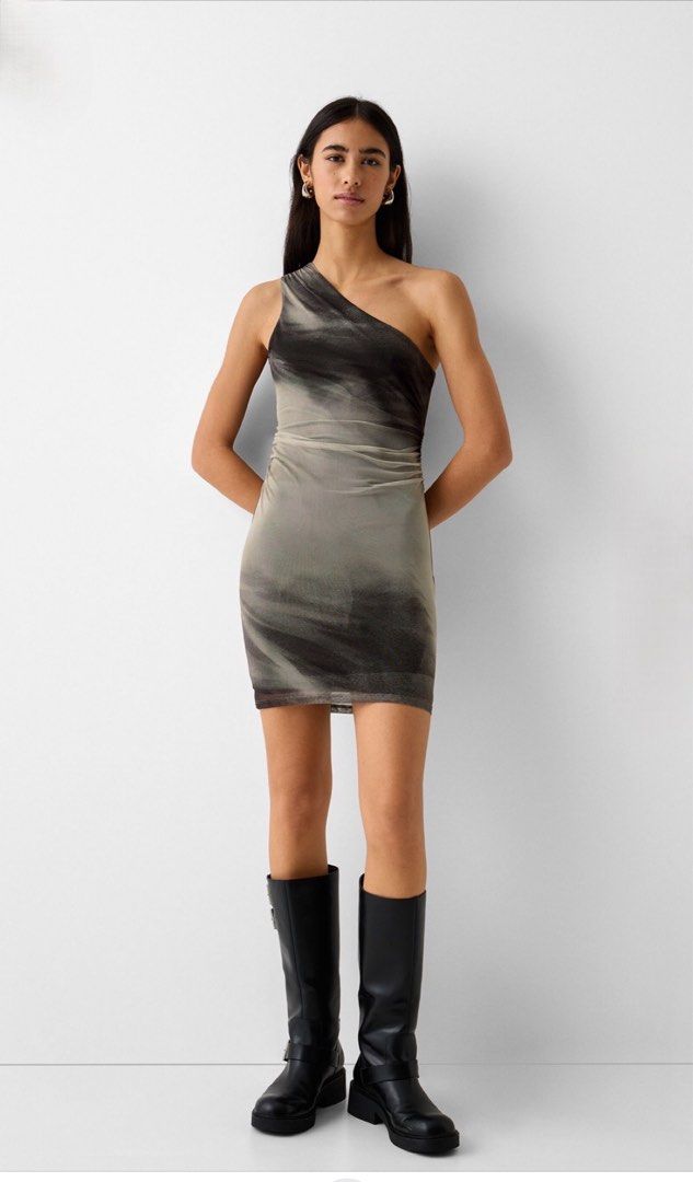 navy blue dress for baby girl Asymmetric striped mini dress - Women main image 1