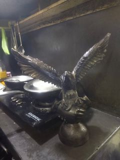 Brass eagle statue display
