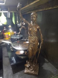 Brass lady justice statue display