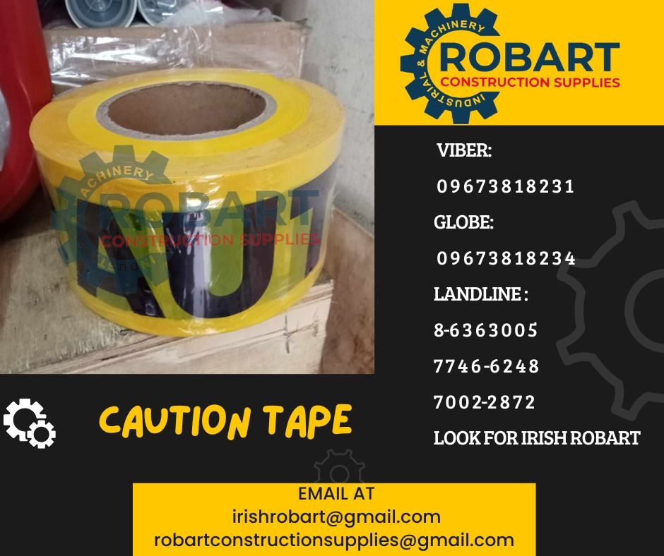 Caution Tape (Category: Construction Tools & Equipment) located in Manila. Submitted by irishrobart_22 (Listing ID 1311087650, Image 1). Description: Caution Tape Size: 3" x 300m SEND US MESSAGE FOR INQUIRIES ‼️‼️ LOOK FOR IRISH ROBART VBR : 0 9 6 7 3 8 1 8 2 3 1/ 0 9 6 7 3 8 1 8 2 3 4 LANDLINE 8-6 3 6 3 0 0 5 / 7 7 4 6 -6 2 4 / 7 0 0 2-2 8 7 2 GMAIL: I R I S H R O B A R T @ G M A I L . C O M Office Address: 1405 Yuseco St. Sta Cruz Manila 𝑹𝑶𝑩