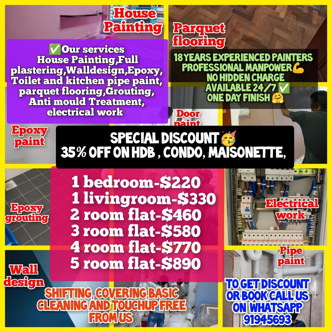 Cheap paint for house Painting/plastering /Epoxy /hdb/condo/bto/landed