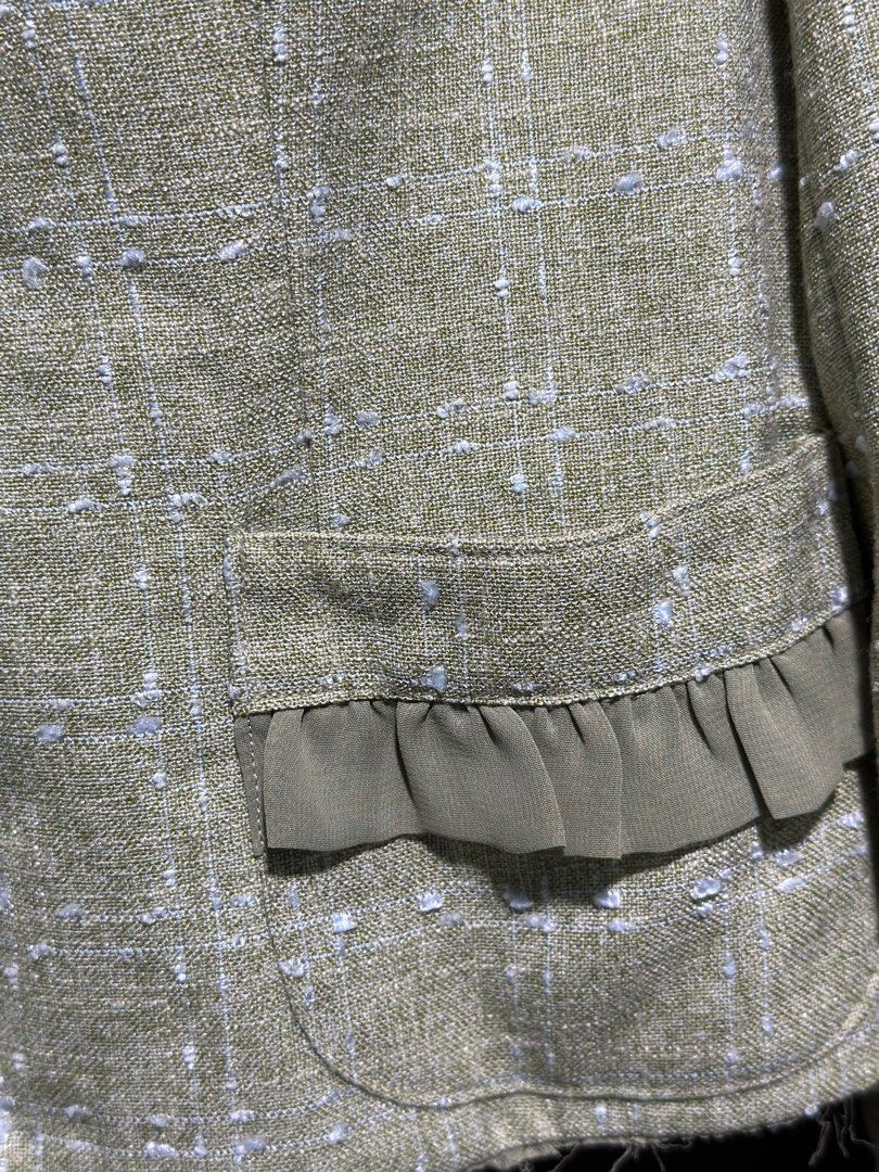 Green blazer (Category: Coats, Jackets and Outerwear) located in Quezon City. Submitted by ankeyt (Listing ID 1311121378, Image 3). Description: Fits small to medium Tweed-like Light blazer For Metro Manila buyers only - shipping through grab/lalamove.