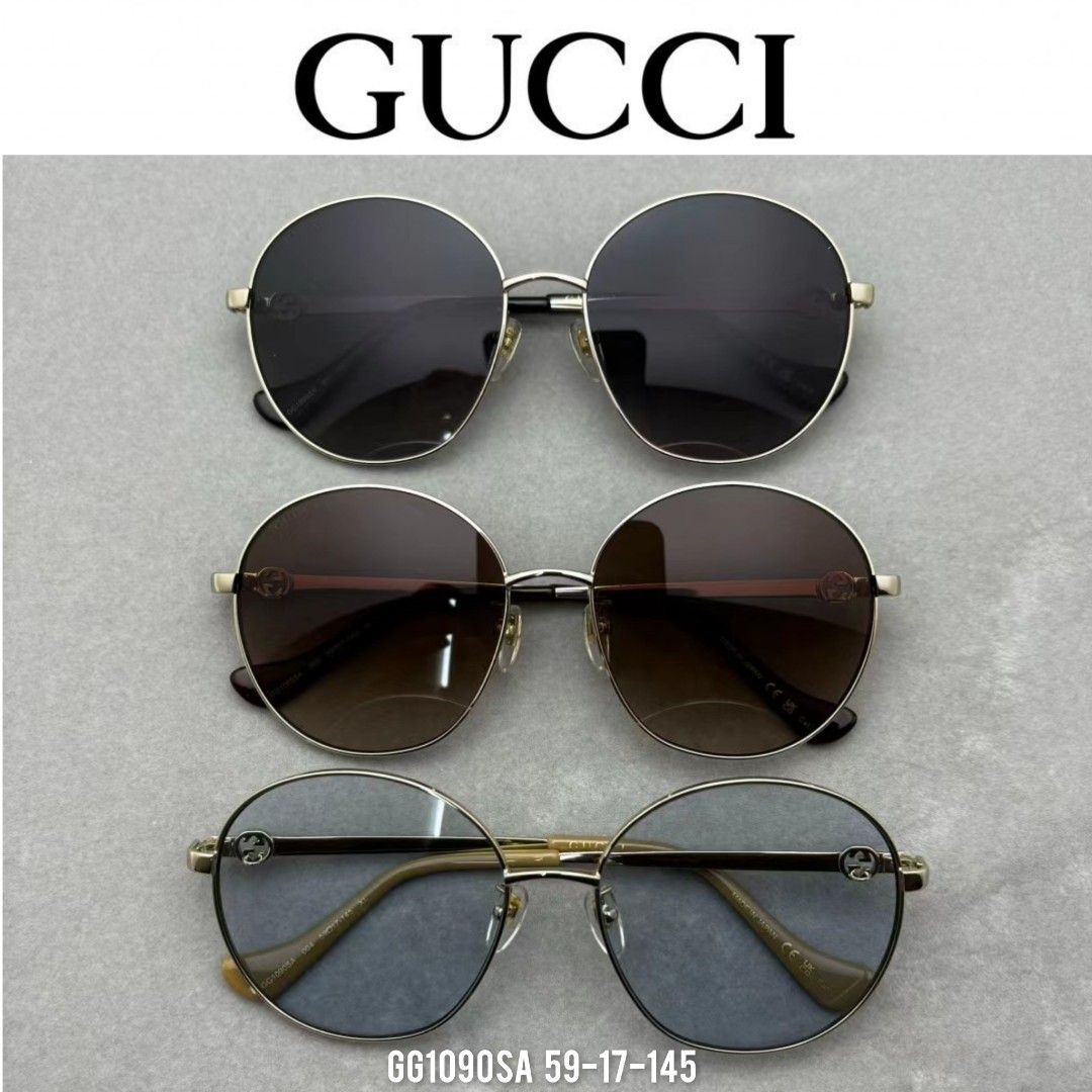 Gucci Sunglasses gg1090sa round metal, Women's Fashion, Watches - Main Image