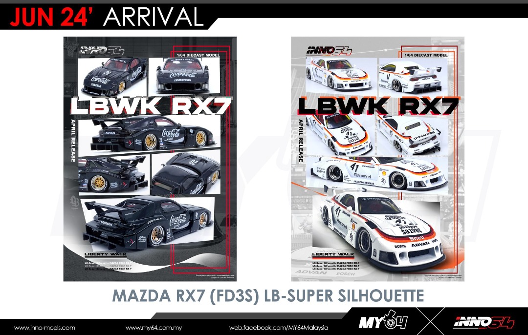 inno64 1/64 Mazda RX7 FD3S LB-SUPER SILHOUETTE Coca Cola IN64-LBWK-RX7 ...