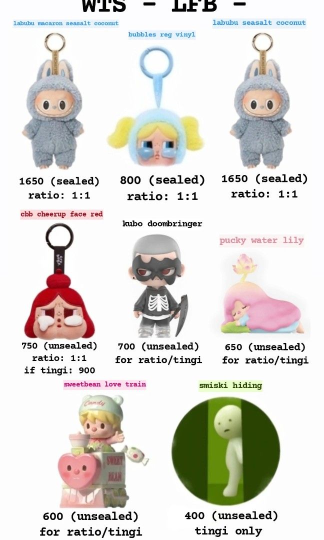 labubu macaron seasalt coconut, bubbles reg vinyl, crybaby cheerup face ...