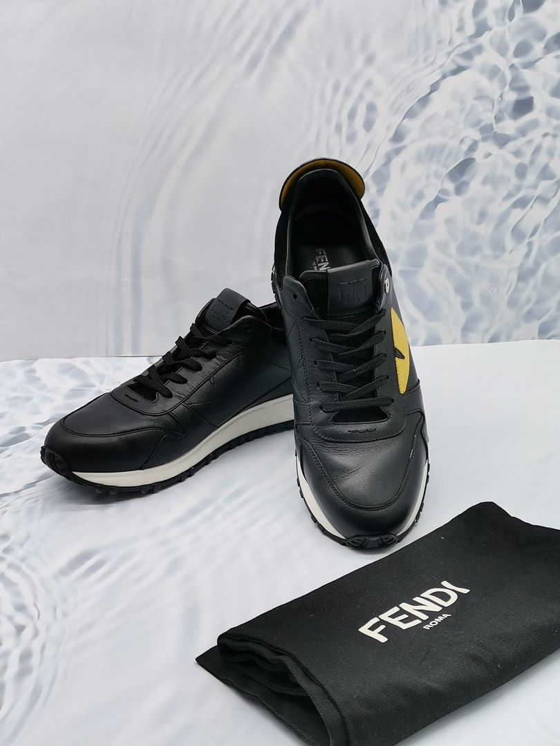 LIKE NEW FENDI MONSTER EYES SNEAKERS BLACK YELLOW SIZE 7