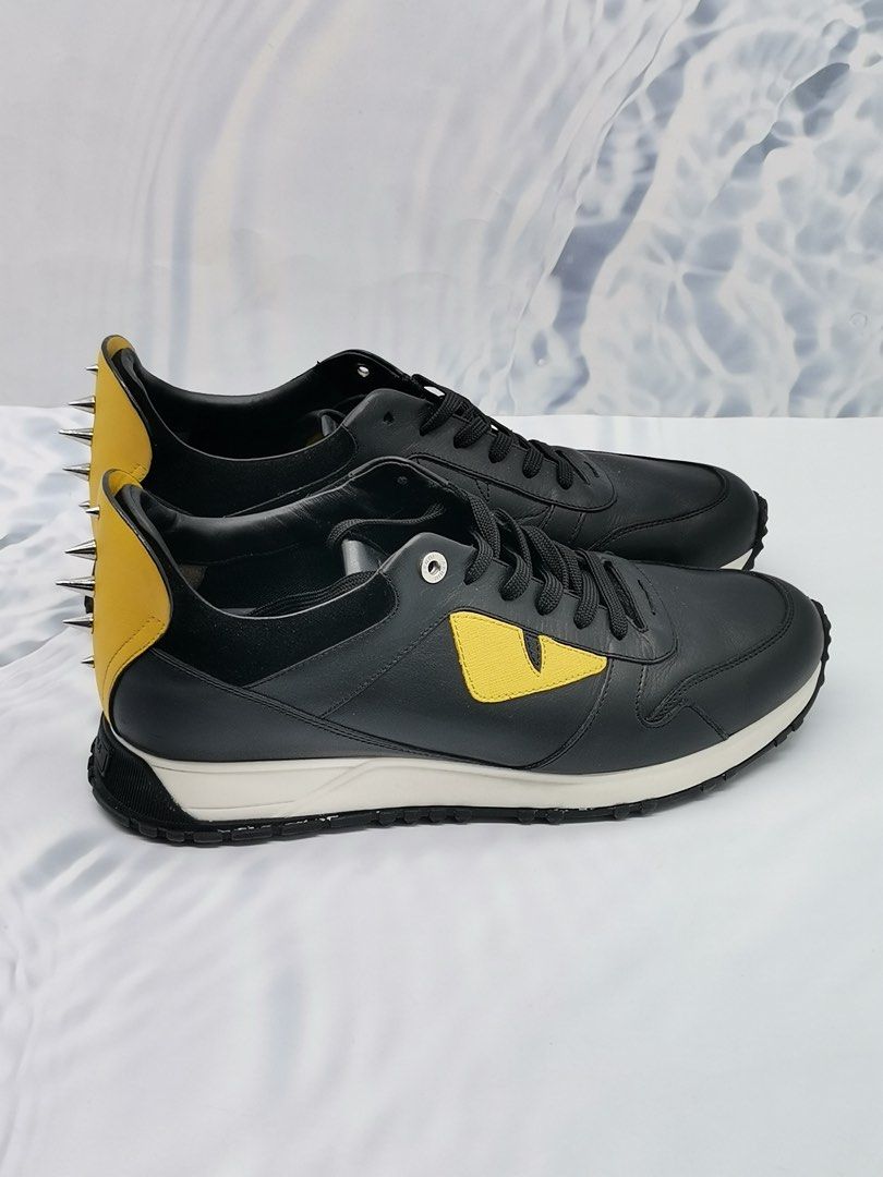 LIKE NEW FENDI MONSTER EYES SNEAKERS BLACK YELLOW SIZE 7