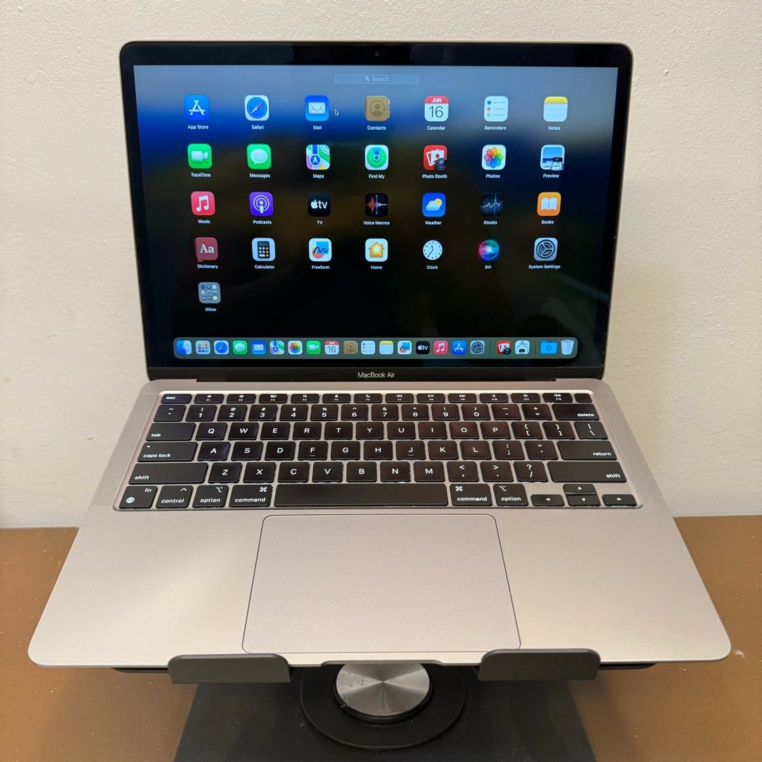 MacBook Air 2020 M1 Chip (13inch) (Category: Laptops & Notebooks) located in Manila. Submitted by authentechgadgets (Listing ID 1311153528, Image 1). Description: MacBook Air 2020 M1 Chip (13inch, Spacegrey) • Apple M1 chip with 8‑core CPU • 8gb Memory Ram • 256gb SSD Storage • Retina display with True Tone • Backlit Magic Keyboard • It comes with its Charger, MS Office 2021, Adobe Apps 2020 & Pouch Sleeve For Only P34,000.