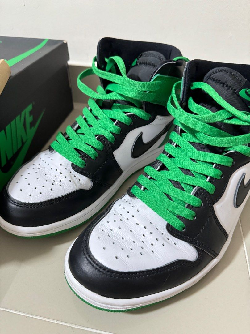 Men Air Jordan 1 Retro High OG (Category: Sneakers) located in Quezon City. Submitted by jonahmprz (Listing ID 1311099726, Image 2). Description: 📌 Decluttering 📌 Original Jordan Air 1 High 8.5 men 📌 Black/Lucky Green-white 📌 3,500 plus shipping fee 📌 with extra shoe lace (black) 📌 Gcash or BDO payment.