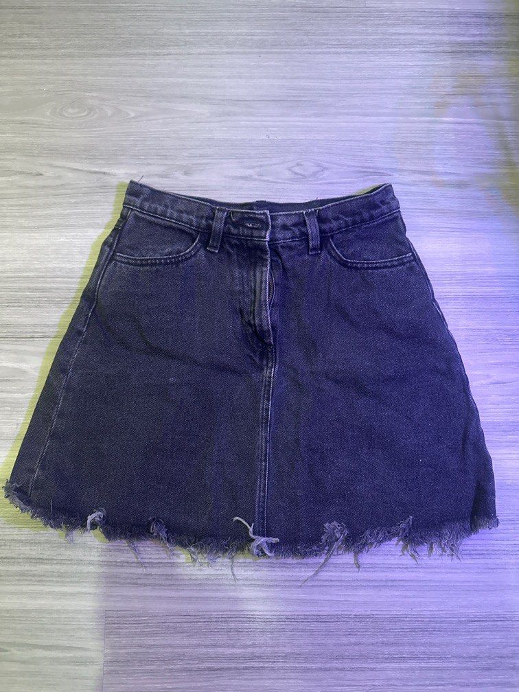Monki Denim Black A Line Skirt