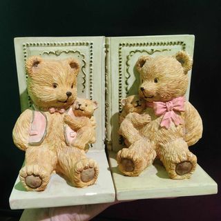 Pair of Vintage Teddy Bear Bookends / Book Collectibles