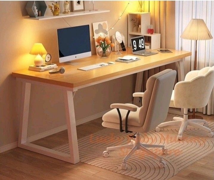 Promo left 2 each Minimalist Dual Study Table Simple Modern Bedroom Study Desk Office Work from Home PC Desk Furniture Home Living Furniture Tables Sets on Carousell