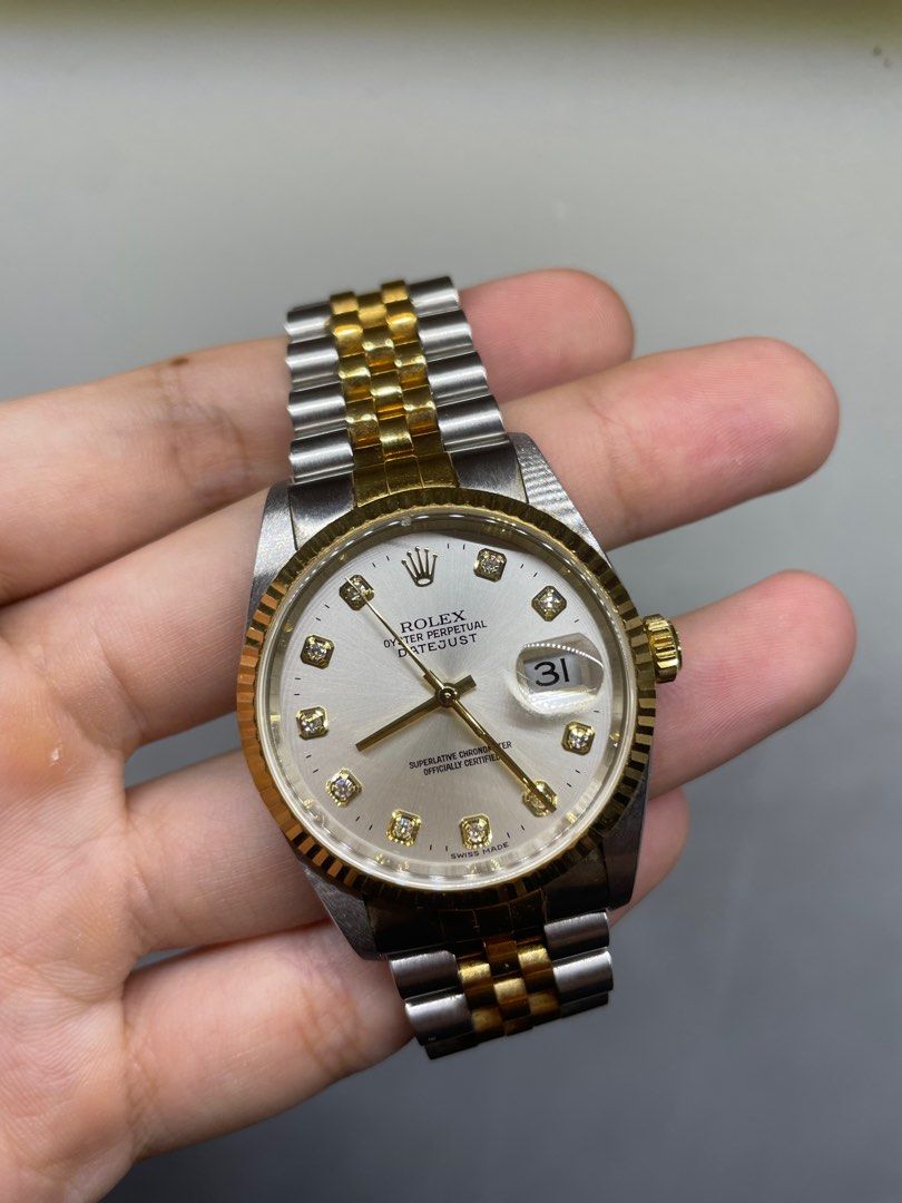 Rolex Datejust half gold 16233 Full Set Diamonds