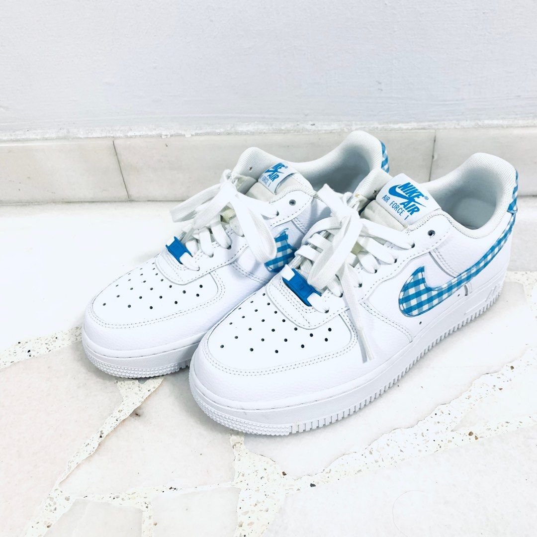 RRP 189USD Nike Air Force 1 Gingham blue white shoes sneakers Women s Fashion Footwear Sneakers on Carousell