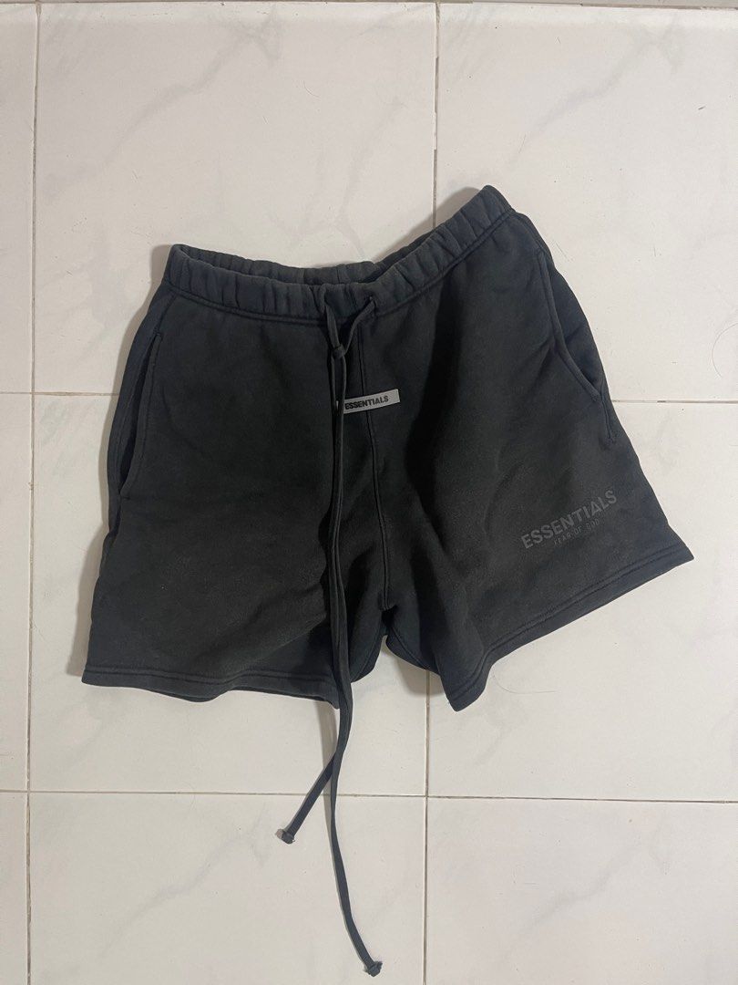 S Essentials Fear of God Black Sweatshorts Men s Fashion Bottoms Shorts on Carousell