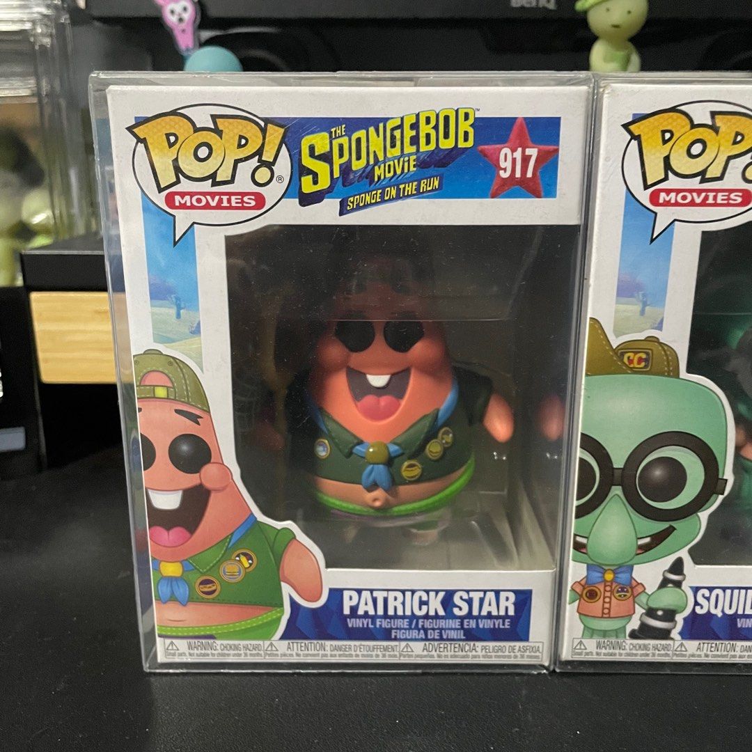 Spongebob Movie Squidward Patrick Funko Pop (Category: Figurines & Statues) located in Quezon City. Submitted by dmdmdmdm (Listing ID 1311101699, Image 2). Description: Spongebob Movie Funko Pop 917 Patrick Star 918 Squidward Tentacles - NOOB - With protector - Selling as set Payment thru GCash.