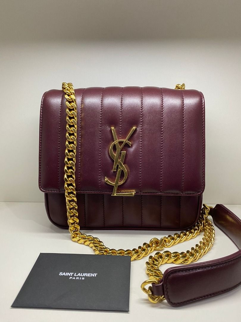 VGC YSL Becky medium Bordeaux 2018 Db replacement entrupy care card retail price 26jt Barang Mewah Tas Dompet di Carousell