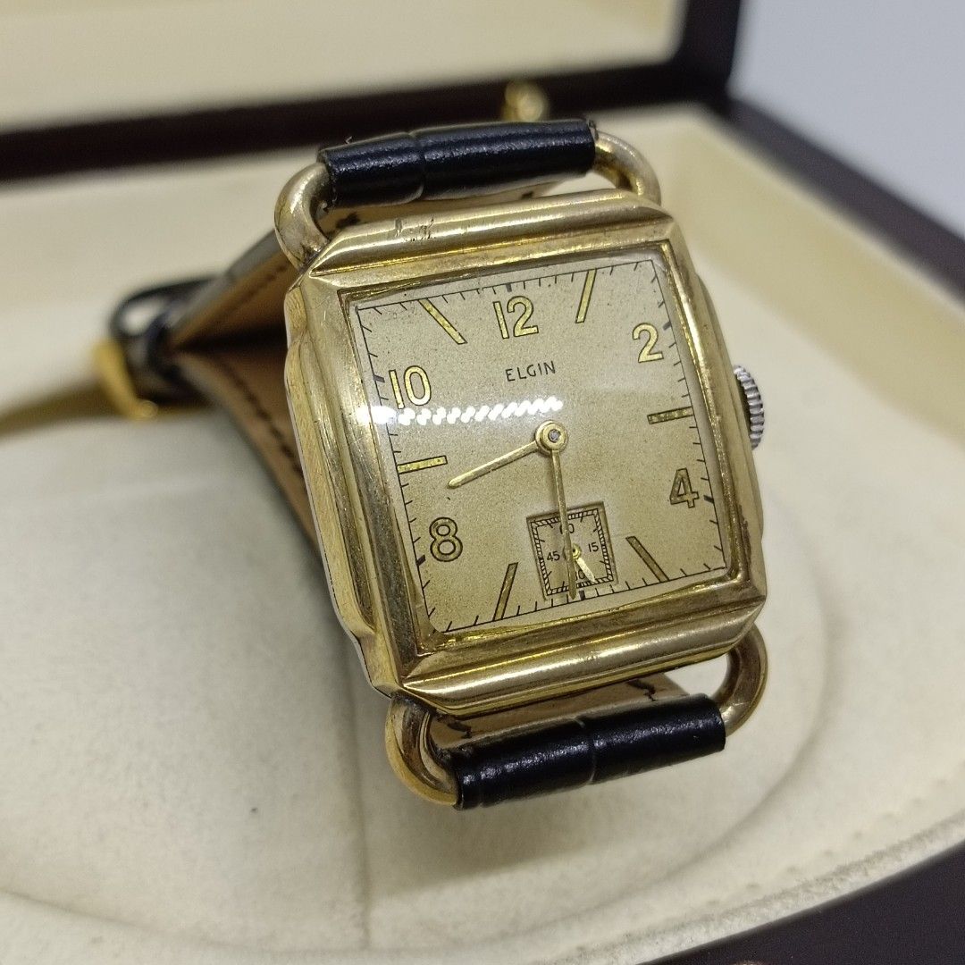 Vintage Elgin Men s 15 Jewels 10k Gold Filler Bezel Watch