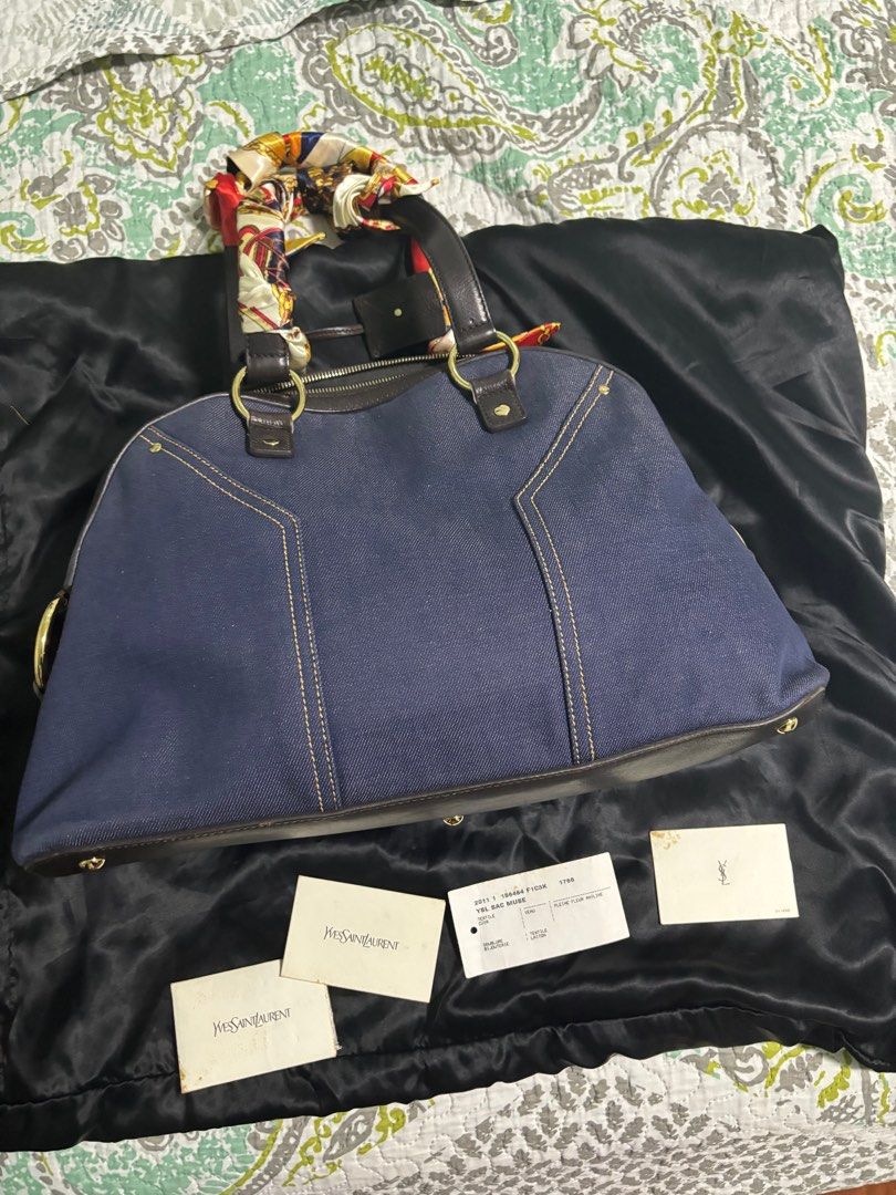 YSL Sac Muse Denim (Category: Luxury Bags & Wallets) located in Quezon City. Submitted by closetcleanupsale (Listing ID 1311002217, Image 2). Description: 100% authentic YSL sac muse, with dust bag and cards..