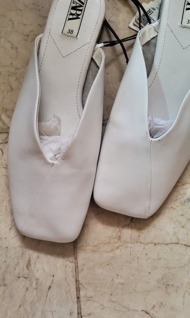 Zara white leather mules on sale