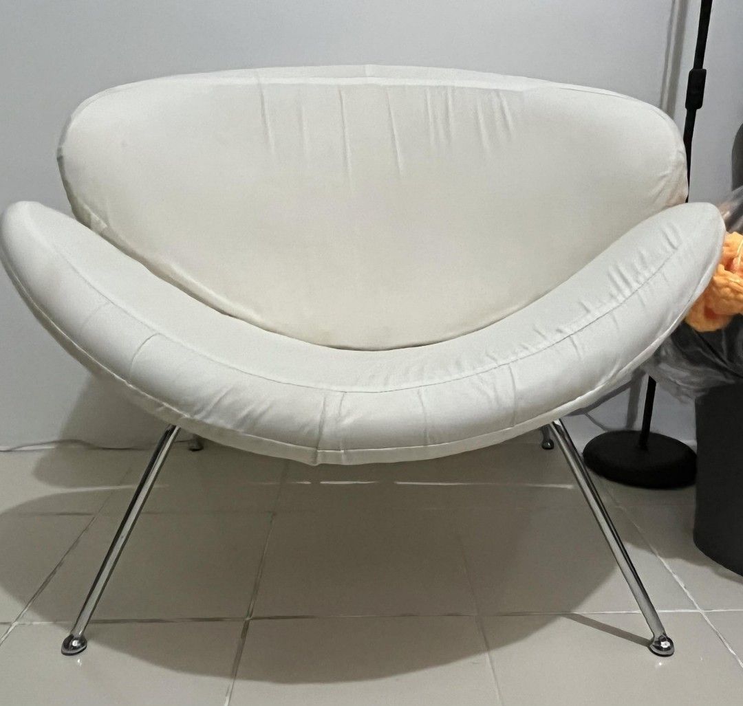 Accent Chair (Category: Sofas) located in Cainta. Submitted by casalvani (Listing ID 1311319654, Image 1). Description: Accent Chairs - 1 pc Color: white faux leather (worn out but the chair is covered by white sofa cover. 1 seater RFS: funds for special projects..
