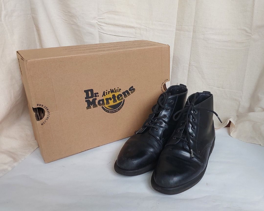 SALE Authentic DR MARTENS Combat Boots Black Mono Emmeline 5 eye Leather Boots Doc Martens Women s Fashion Footwear Boots on Carousell
