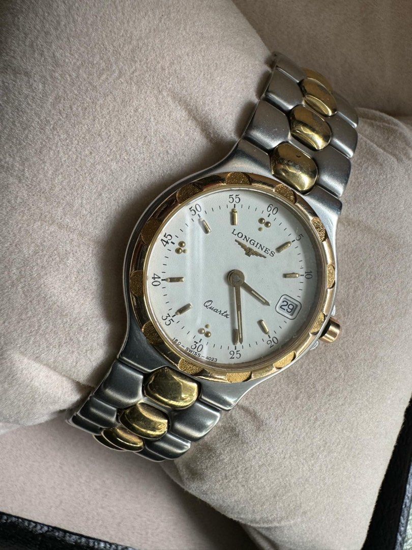 Authentic Longines Watch (Category: Luxury Watches) located in Rizal. Submitted by SummerPeaCloset (Listing ID 1311242214, Image 1). Description: Authentic Longines Watch Two tone Fits size 16.5 cm wrist In good condition With provided box.